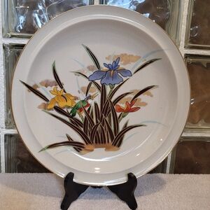 Vintage Toyo Japan Dinner Plate JC Penny Kingfisher Bird w Gold Trim Flowers